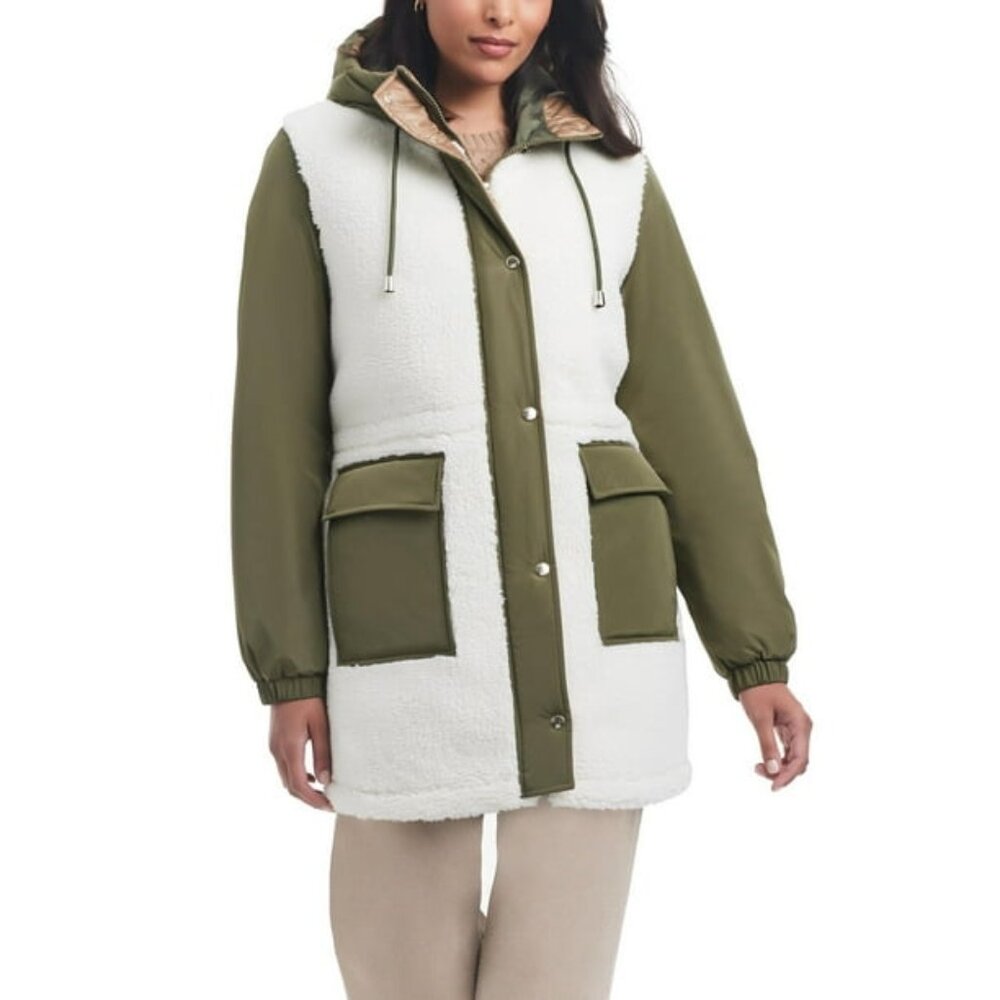 Brand New Sam & Libby Women's Mid-Length Parka With Sherpa Front Panel - Size M